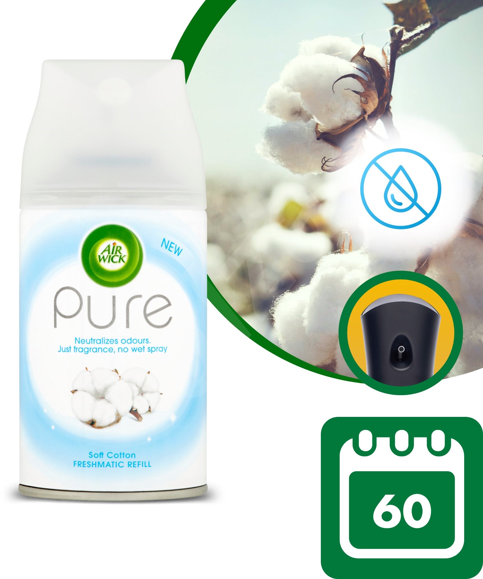AIR WICK Freshmatic náplň do osviežovača vzduchu, Jemná bavlna 250 ml
